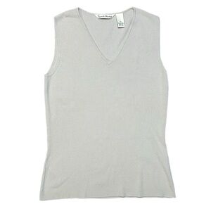 Vintage French Laundry Tan Gray V-Neck Sleeveless Top